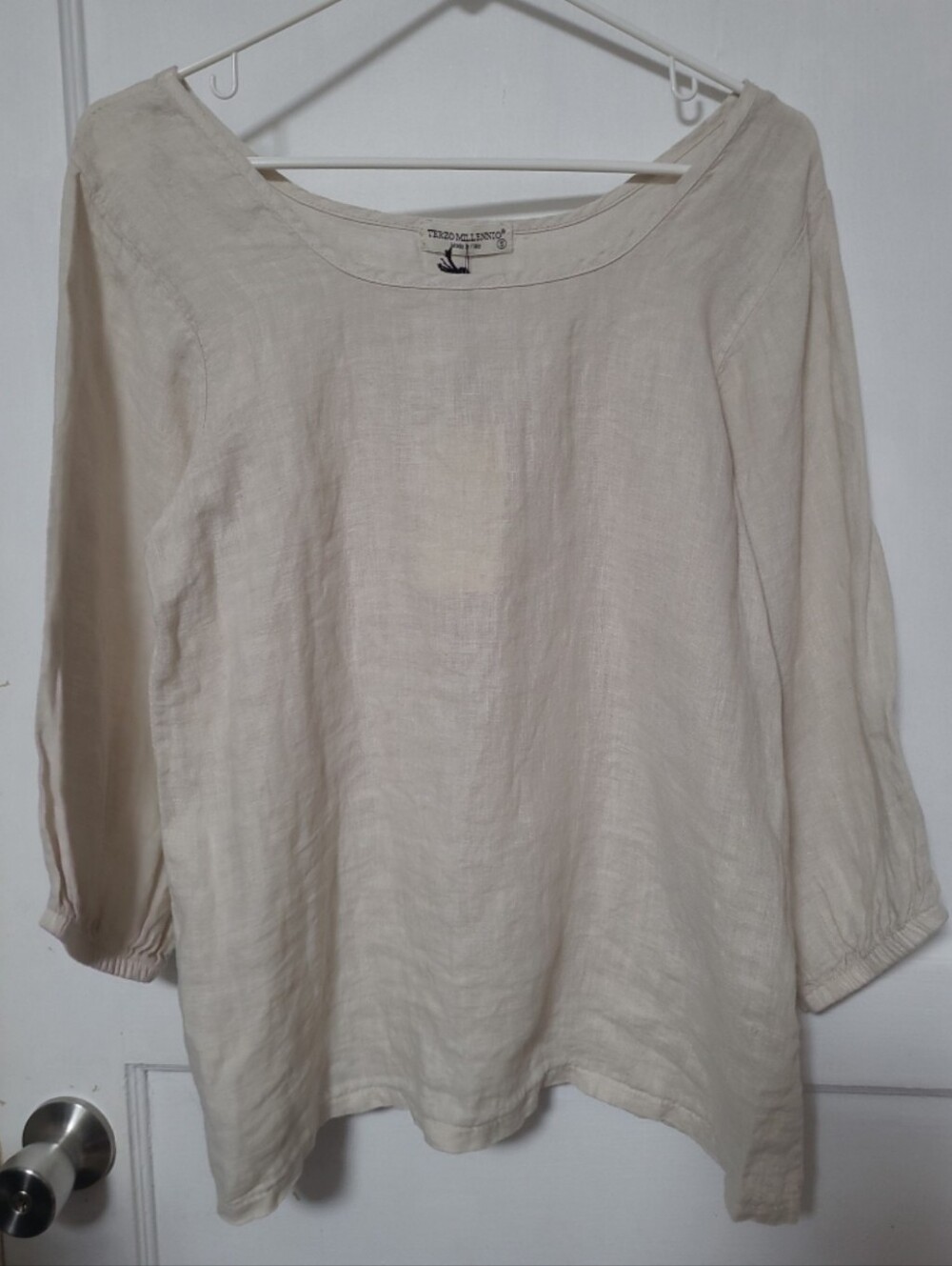 New Terzo Millennio Relaxed Tan Linen Blouse SMALL